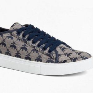 Brooks Brothers Leather-Trimmed Logo Jacquard Sneakers - Women's Size 8